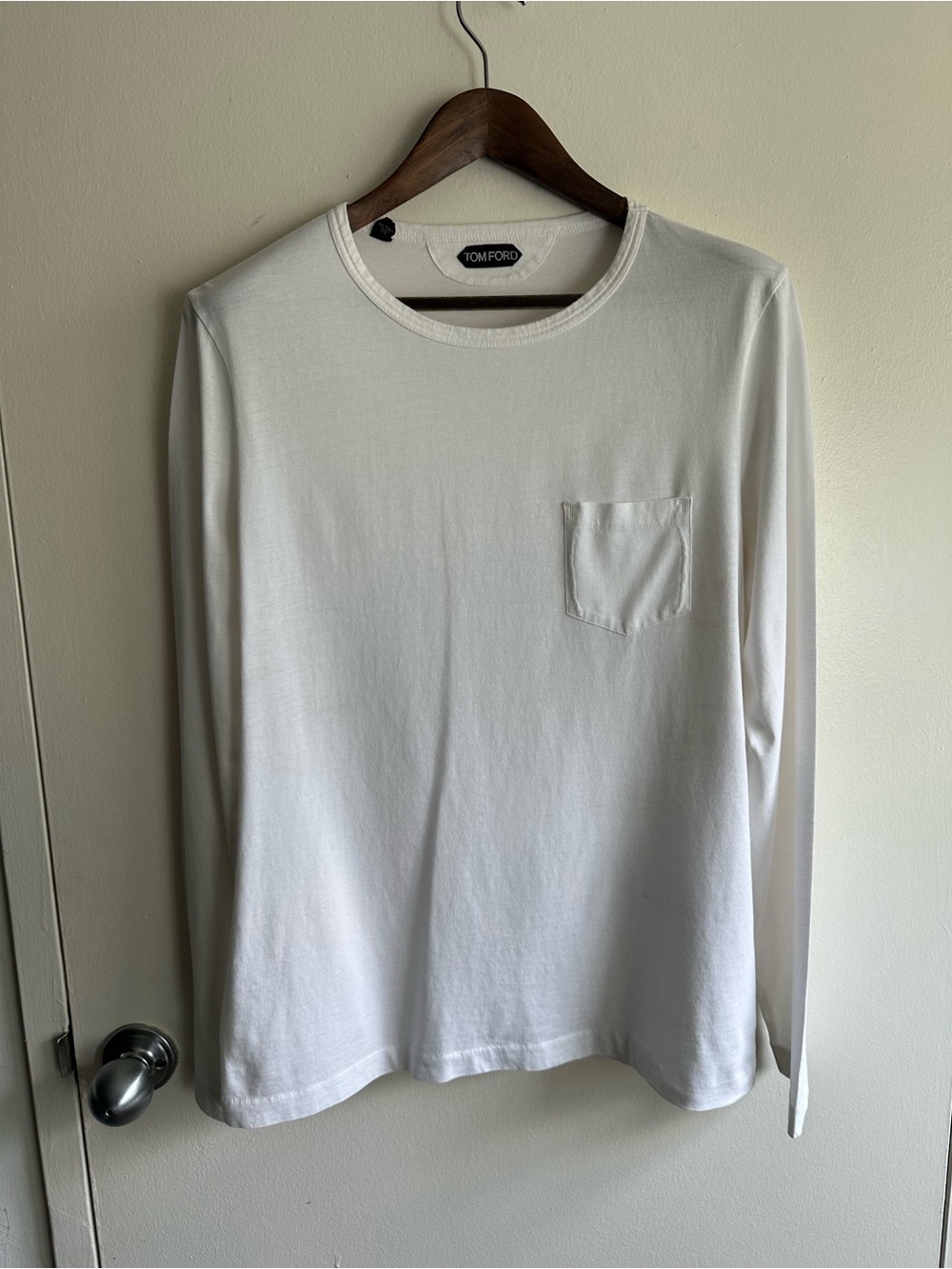 Tom Ford White Long-Sleeve Chest Pocket Tee